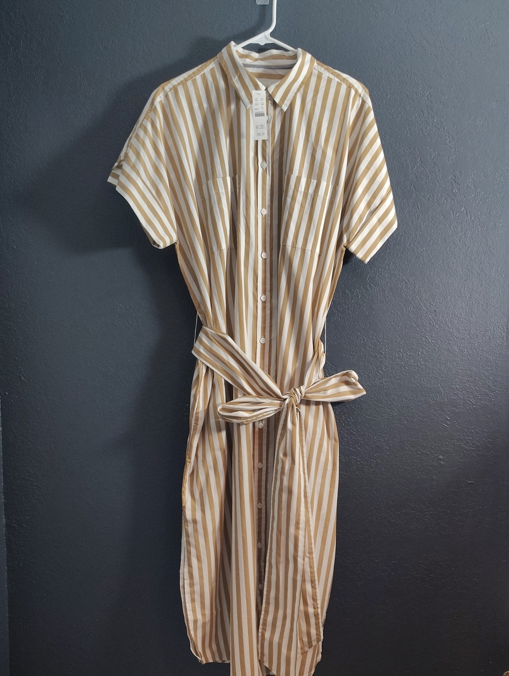 NWT J. Crew Relaxed Fit Short Sleeve Belted Striped Shirt Dress XL